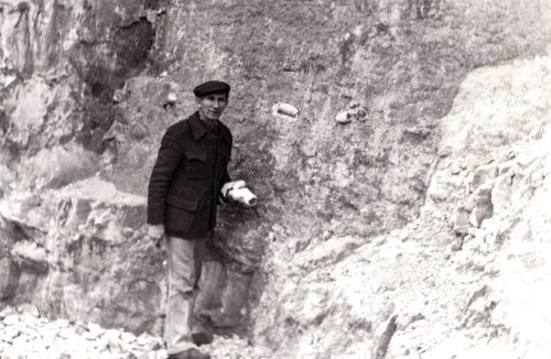 Śródborze, Stefan Stawiński w kopalni wapienia, 1982 r.